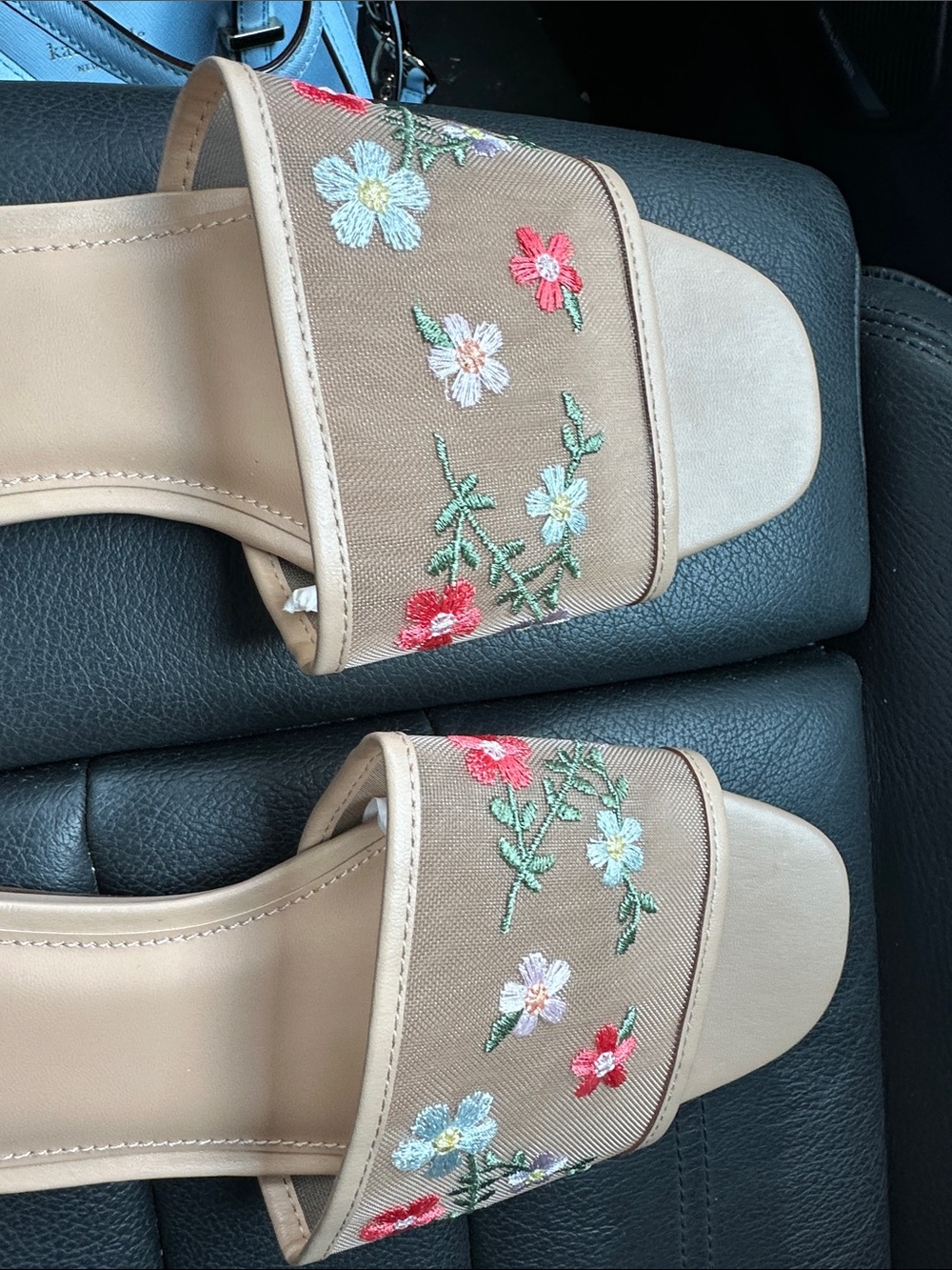 A New Day Women’s Beige Slide Sandals with Embroidered Floral- Size 11-NWOT - Picture 6 of 7